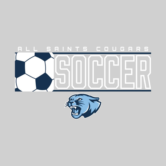 All Saints Cougars - Soccer - School Name with Squared Soccer Ball &amp; Mascot