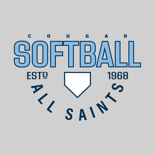 All Saints Cougars - Softball - Softball with Established Year and Arched School Name