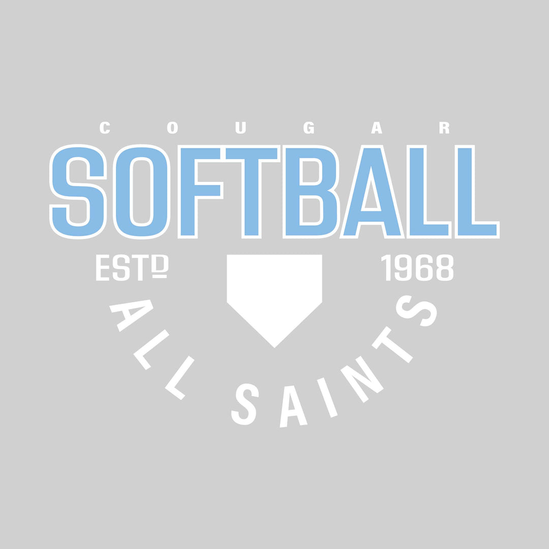 All Saints Cougars - Softball - Softball with Established Year and Arched School Name