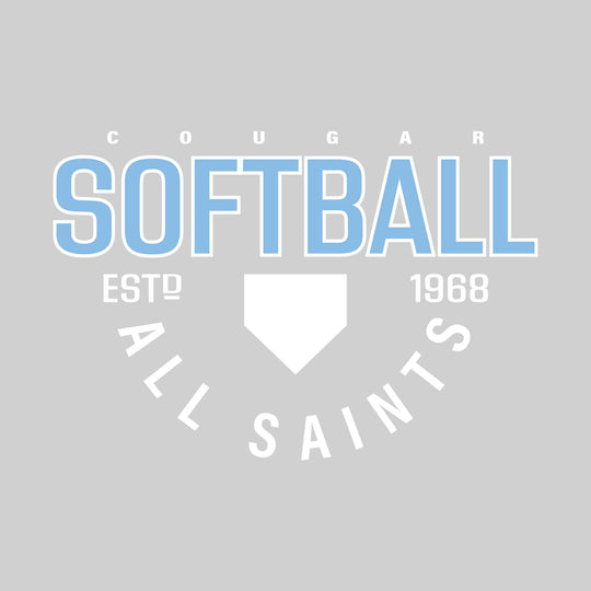 All Saints Cougars - Softball - Softball with Established Year and Arched School Name