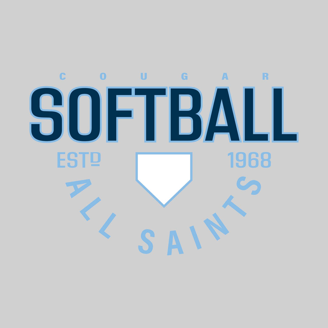 All Saints Cougars - Softball - Softball with Established Year and Arched School Name