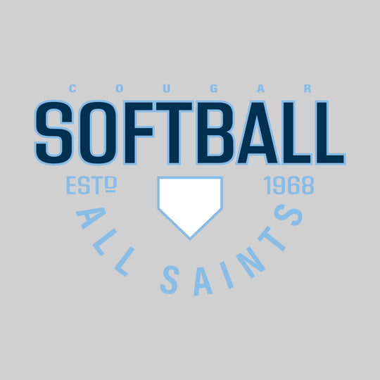 All Saints Cougars - Softball - Softball with Established Year and Arched School Name