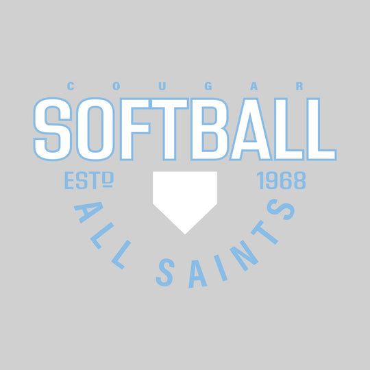 All Saints Cougars - Softball - Softball with Established Year and Arched School Name