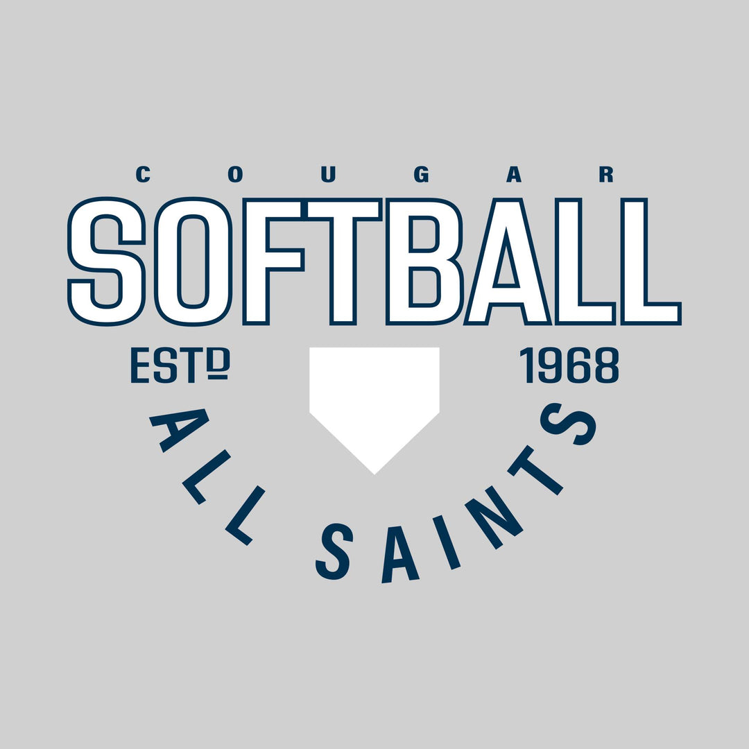 All Saints Cougars - Softball - Softball with Established Year and Arched School Name