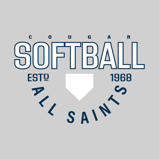 All Saints Cougars - Softball - Softball with Established Year and Arched School Name