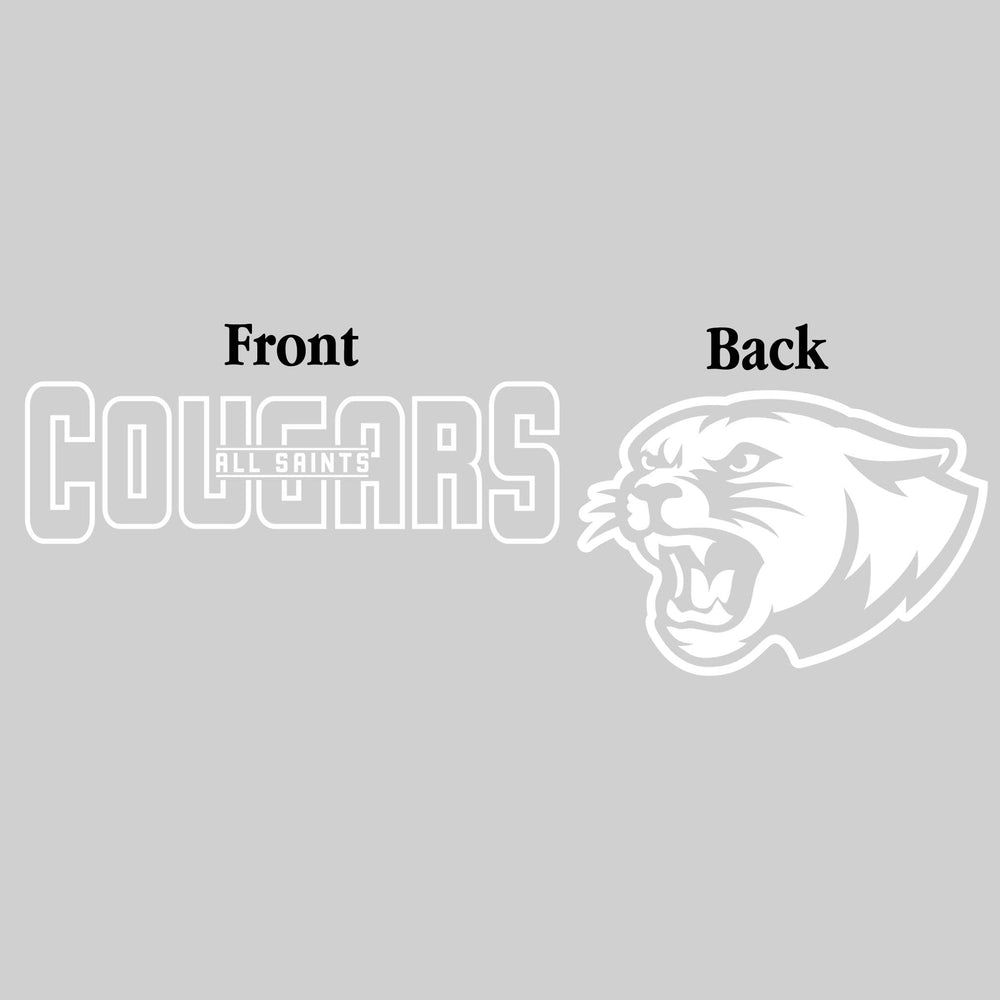 All Saints Cougars - Spirit Wear - Black & White - Mascot Name with Back Mascot