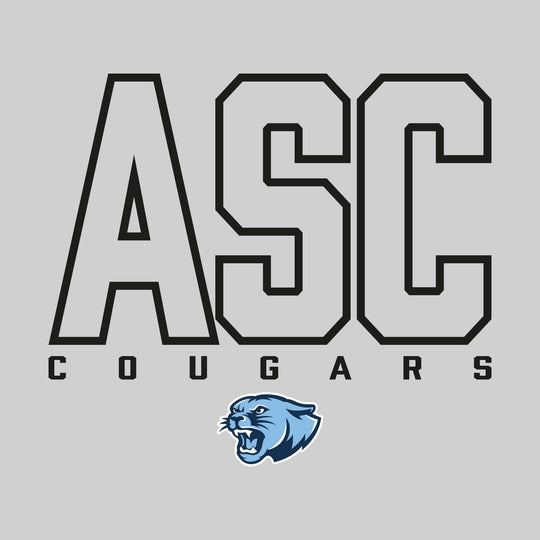 All Saints Cougars - Spirit Wear - Outlined School Acronym with Mascot Name &amp; Mascot