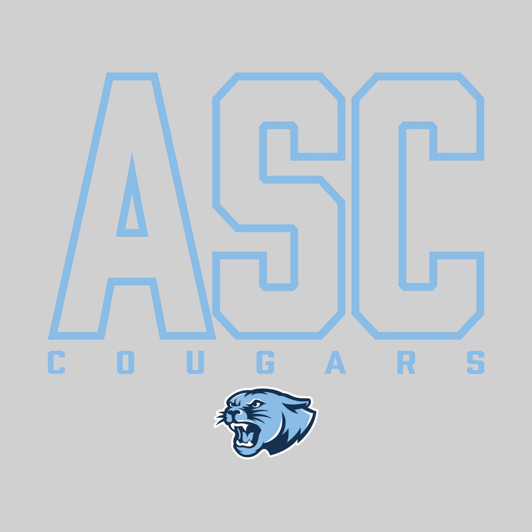 All Saints Cougars - Spirit Wear - Outlined School Acronym with Mascot Name &amp; Mascot