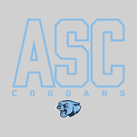 All Saints Cougars - Spirit Wear - Outlined School Acronym with Mascot Name &amp; Mascot