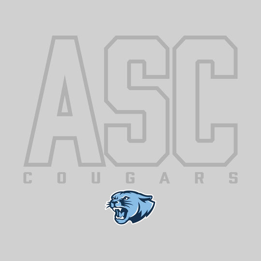 All Saints Cougars - Spirit Wear - Outlined School Acronym with Mascot Name &amp; Mascot