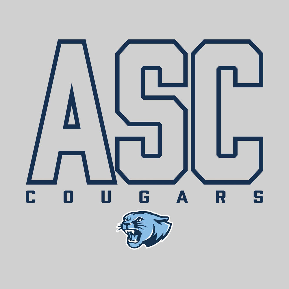 All Saints Cougars - Spirit Wear - Outlined School Acronym with Mascot Name & Mascot