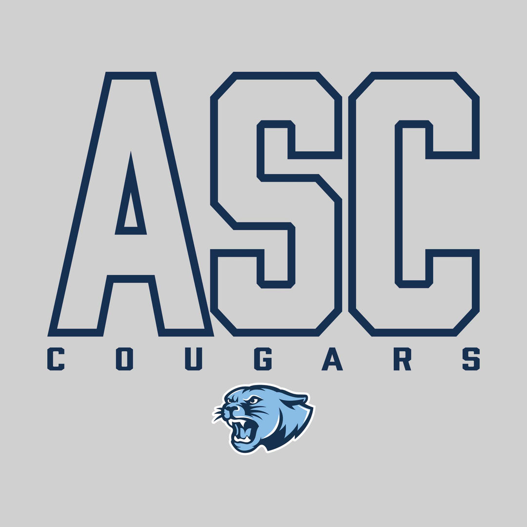 All Saints Cougars - Spirit Wear - Outlined School Acronym with Mascot Name &amp; Mascot