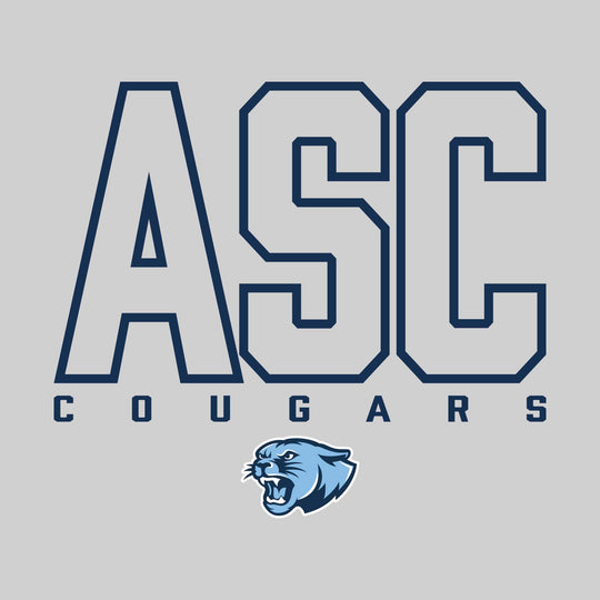 All Saints Cougars - Spirit Wear - Outlined School Acronym with Mascot Name &amp; Mascot