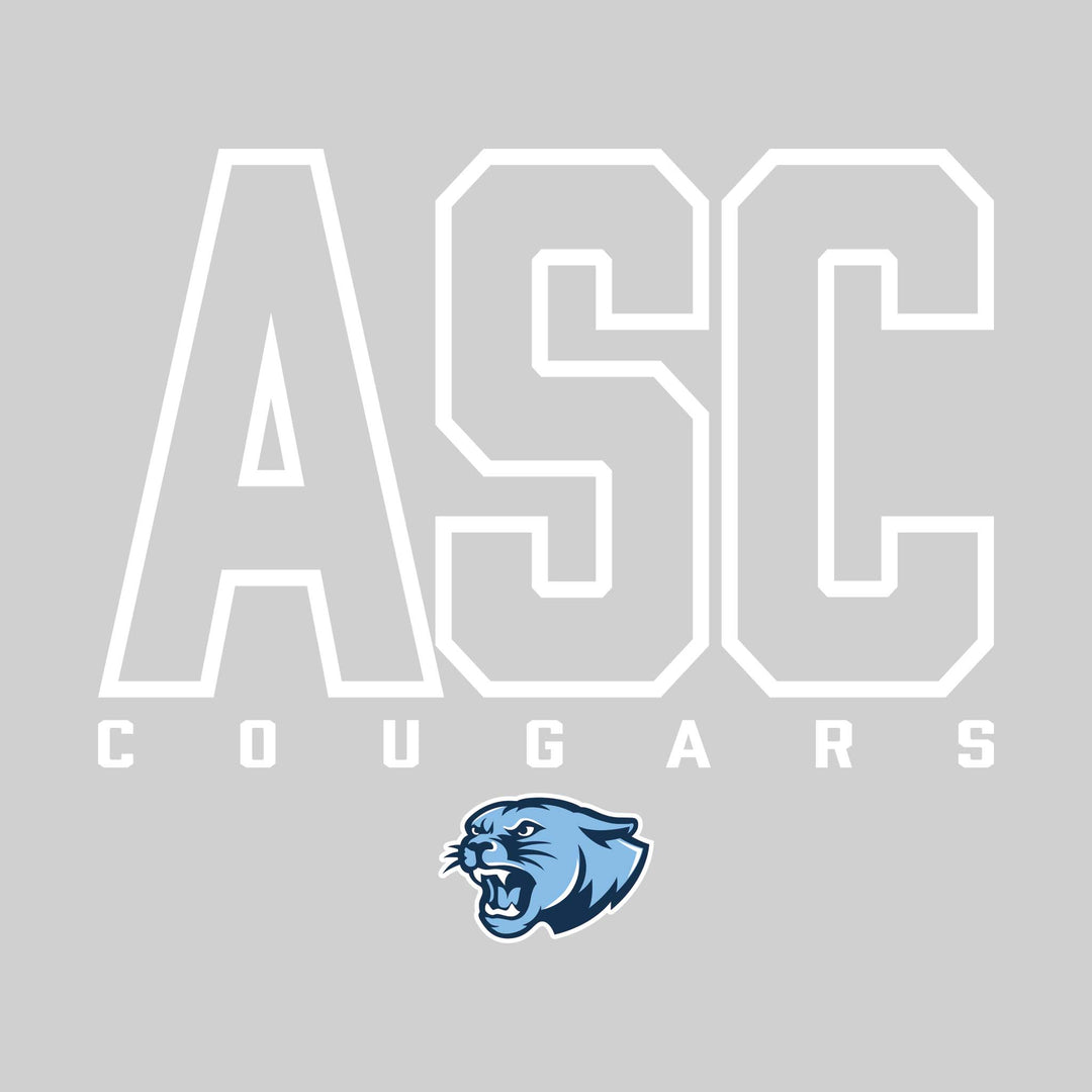 All Saints Cougars - Spirit Wear - Outlined School Acronym with Mascot Name &amp; Mascot
