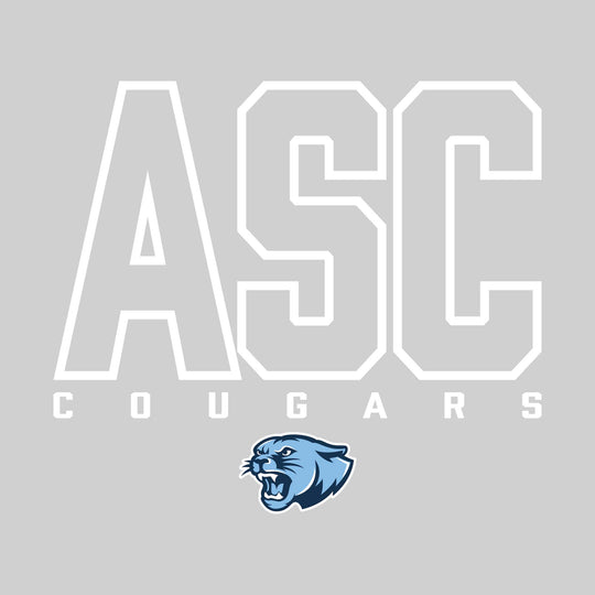 All Saints Cougars - Spirit Wear - Outlined School Acronym with Mascot Name &amp; Mascot