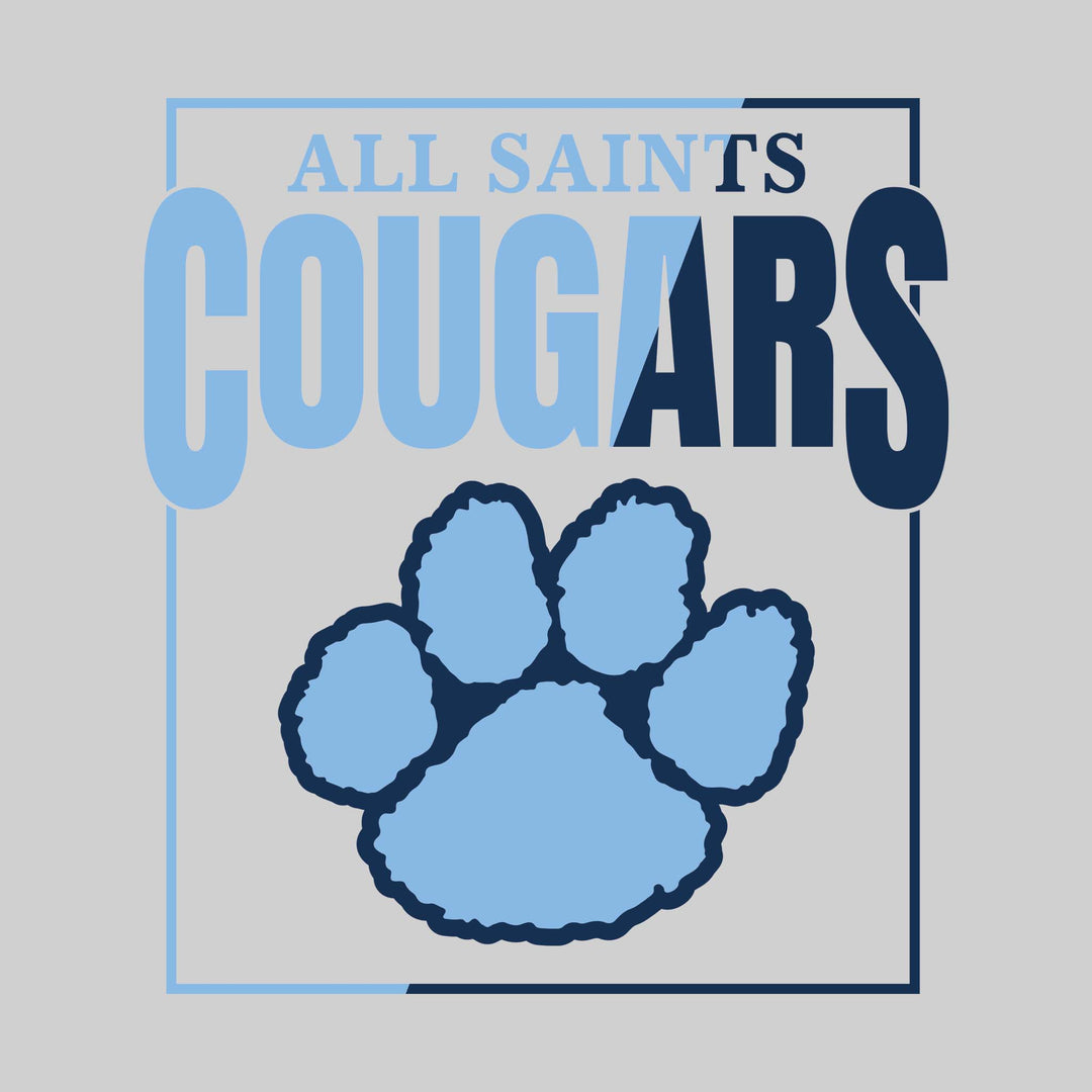 All Saints Cougars - Spirit Wear - Split-Color Box with Mascot