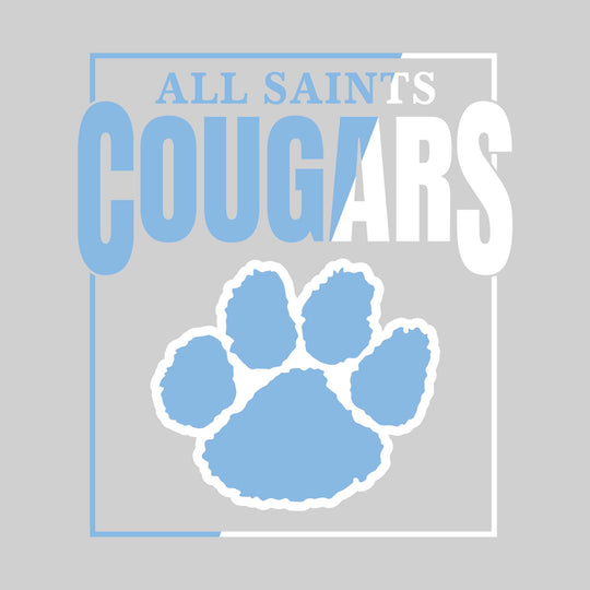 All Saints Cougars - Spirit Wear - Split-Color Box with Mascot