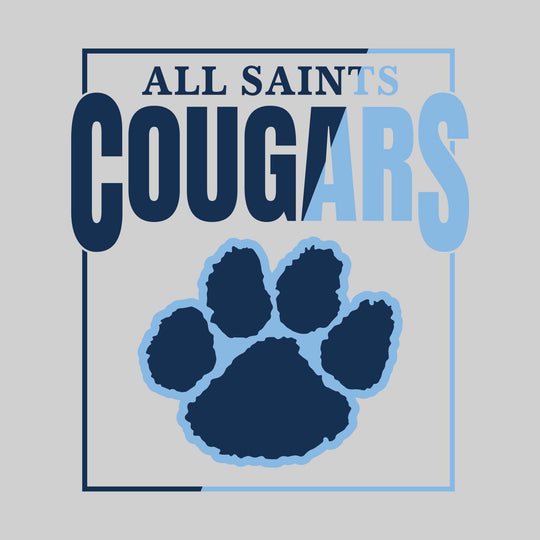 All Saints Cougars - Spirit Wear - Split-Color Box with Mascot
