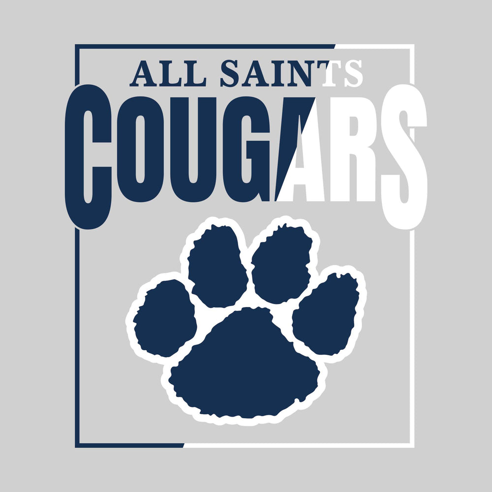 All Saints Cougars - Spirit Wear - Split-Color Box with Mascot