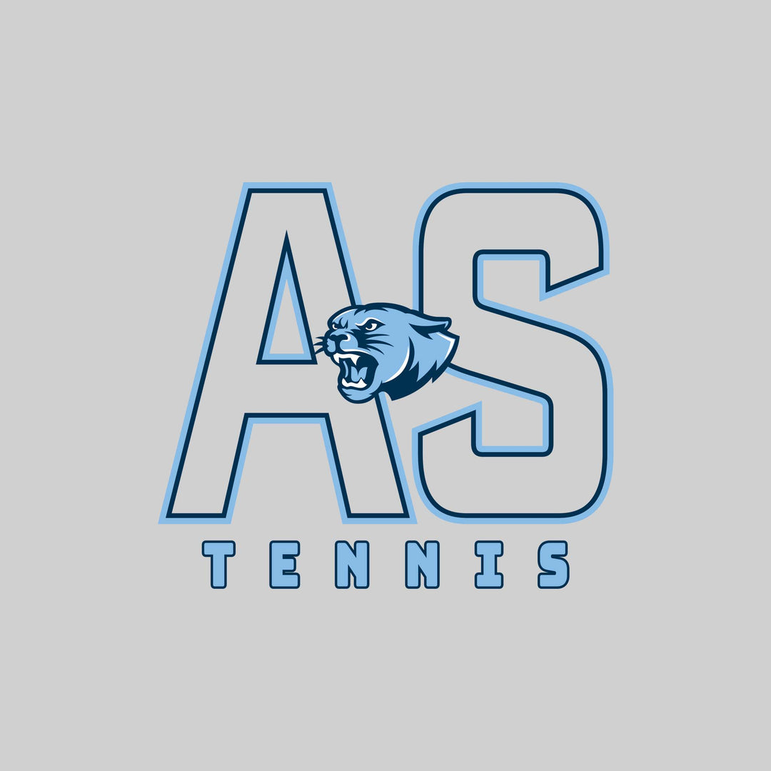 All Saints Cougars - Tennis - Outlined Letters Over Tennis