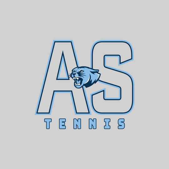 All Saints Cougars - Tennis - Outlined Letters Over Tennis