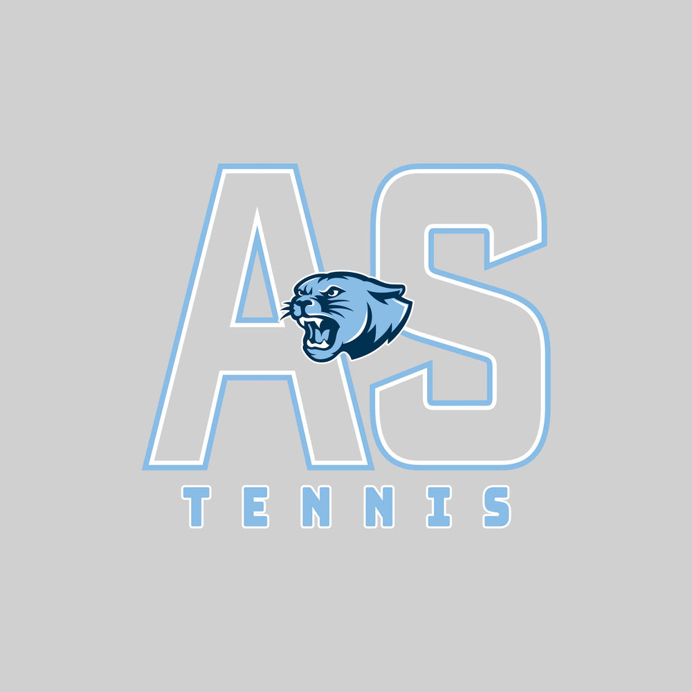 All Saints Cougars - Tennis - Outlined Letters Over Tennis