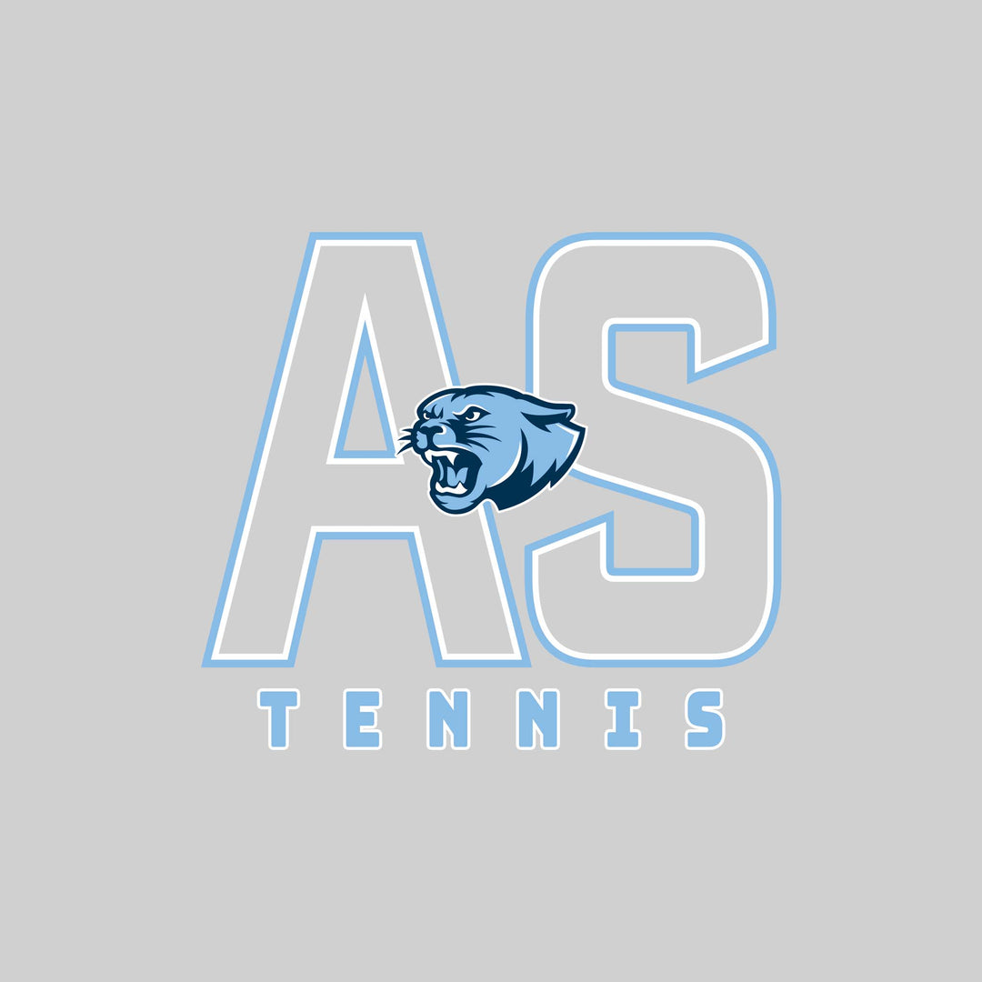 All Saints Cougars - Tennis - Outlined Letters Over Tennis