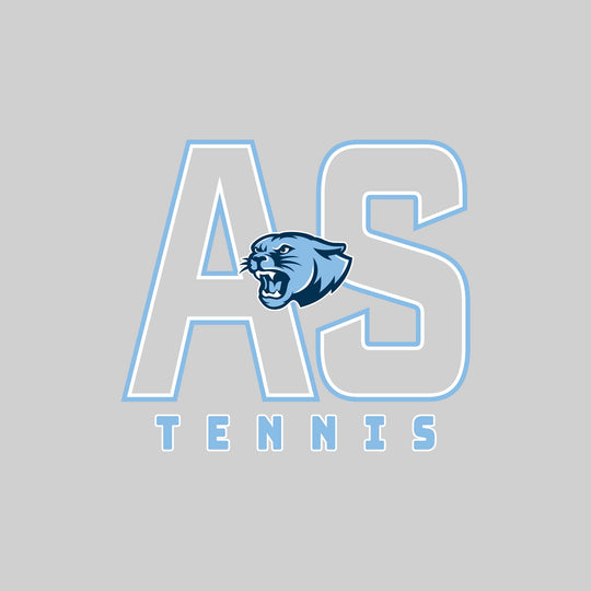 All Saints Cougars - Tennis - Outlined Letters Over Tennis