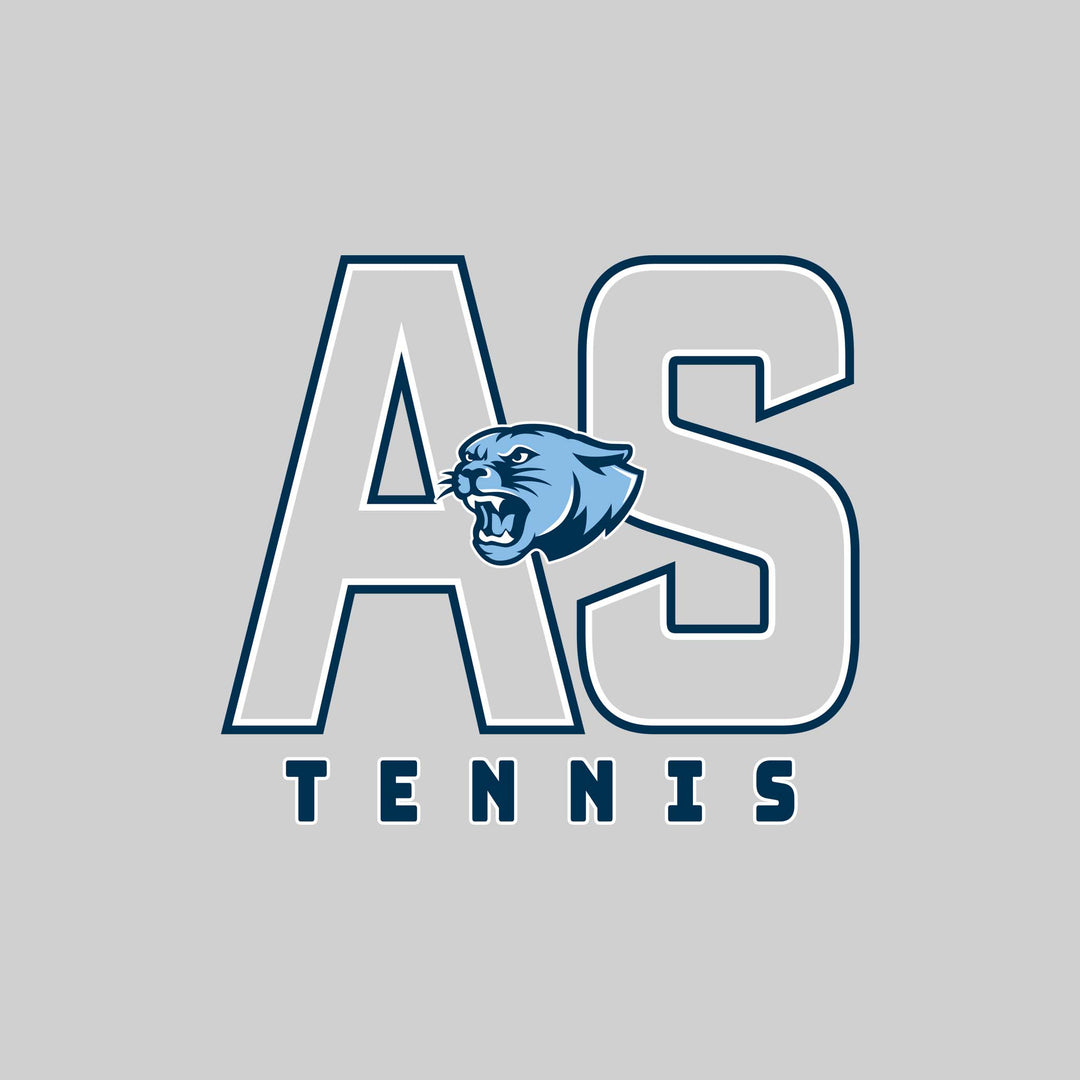 All Saints Cougars - Tennis - Outlined Letters Over Tennis