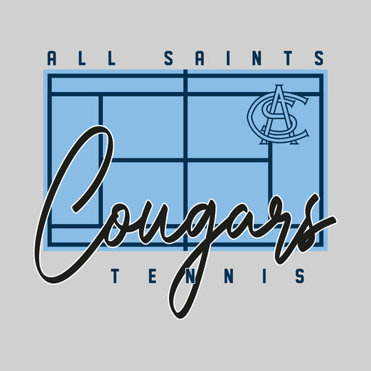All Saints Cougars - Tennis - Tennis Court with School Name and Mascot