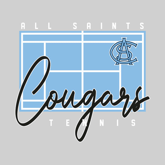 All Saints Cougars - Tennis - Tennis Court with School Name and Mascot