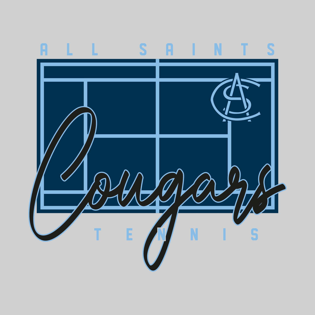 All Saints Cougars - Tennis - Tennis Court with School Name and Mascot