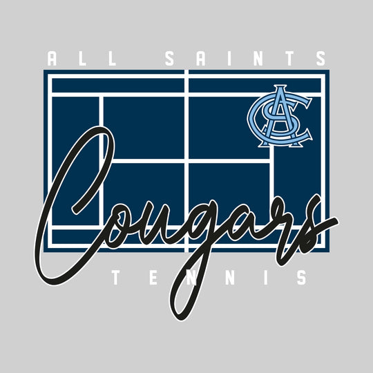 All Saints Cougars - Tennis - Tennis Court with School Name and Mascot