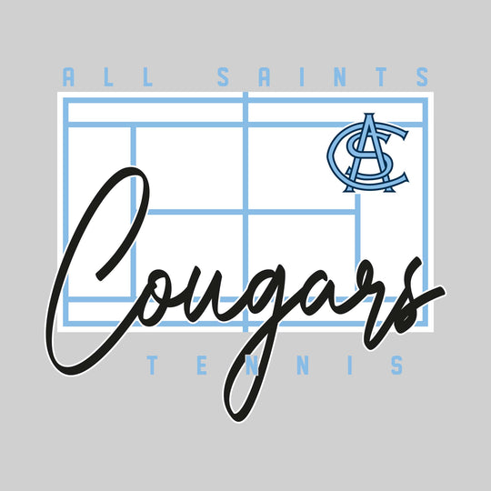 All Saints Cougars - Tennis - Tennis Court with School Name and Mascot