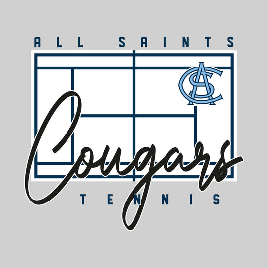 All Saints Cougars - Tennis - Tennis Court with School Name and Mascot