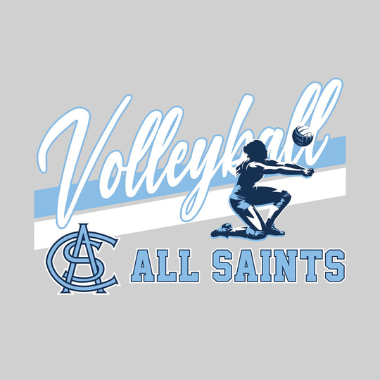 All Saints Cougars - Volleyball - Angled Double Stripes with Player and Mascot