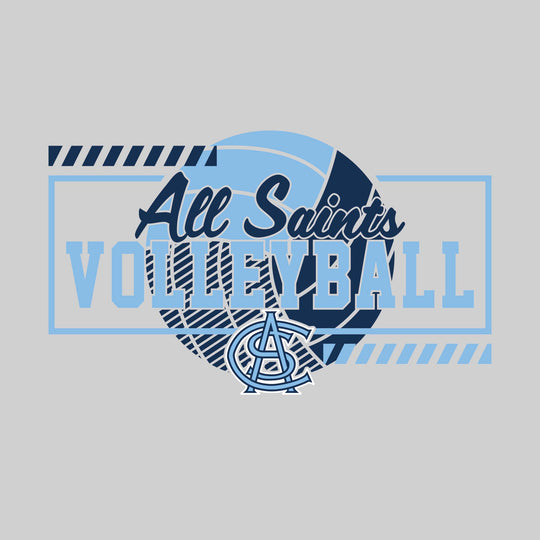 All Saints Cougars - Volleyball - Framed School Name with Volleyball Shape &amp; Mascot