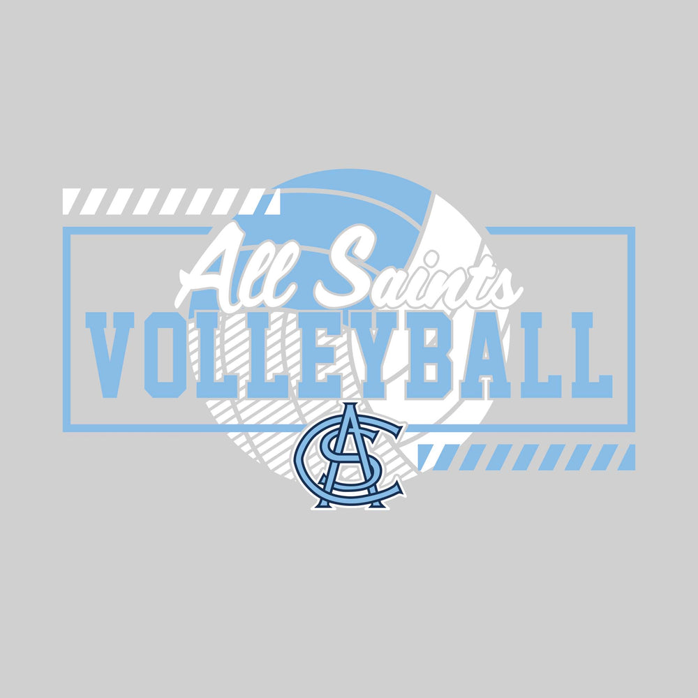 All Saints Cougars - Volleyball - Framed School Name with Volleyball Shape & Mascot