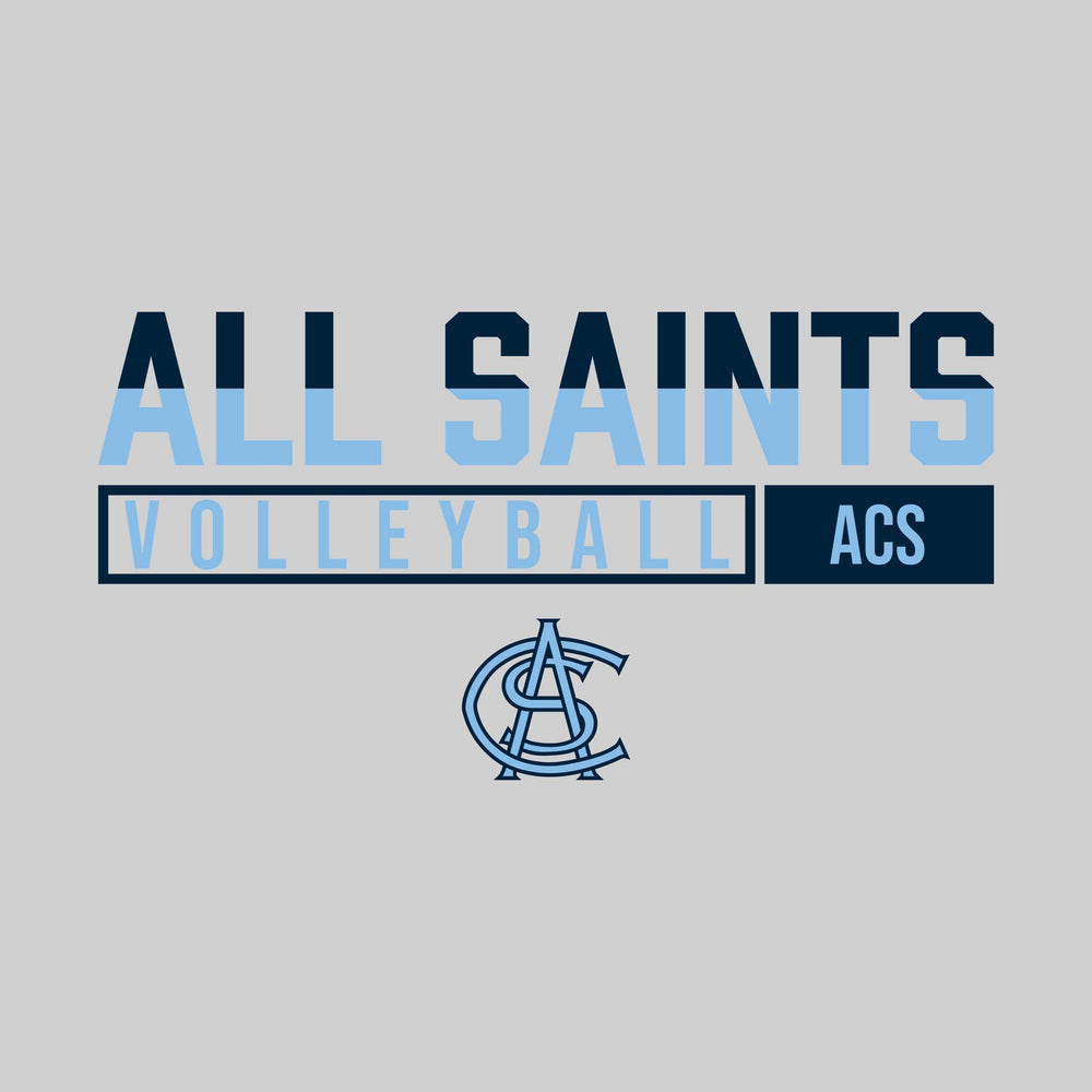 All Saints Cougars - Volleyball - Split-Color School Name With Acronym Over Mascot