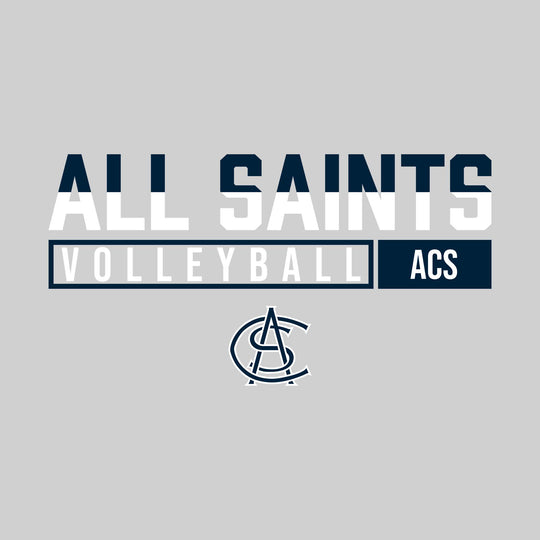 All Saints Cougars - Volleyball - Split-Color School Name With Acronym Over Mascot