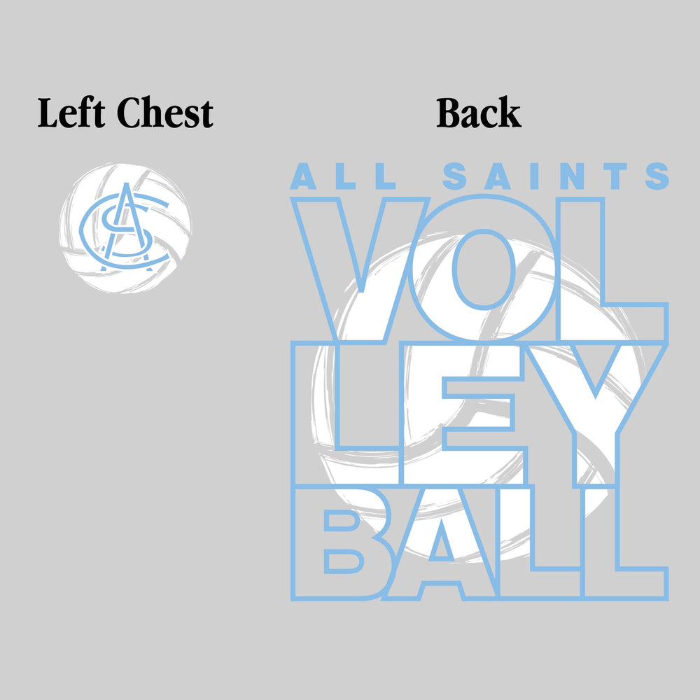 All Saints Cougars - Volleyball - Stacked Letters with Sketched Volleyball Inset
