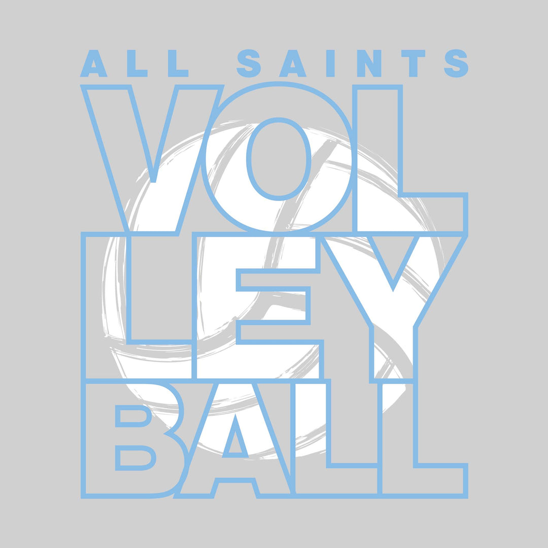 All Saints Cougars - Volleyball - Stacked Letters with Sketched Volleyball Inset