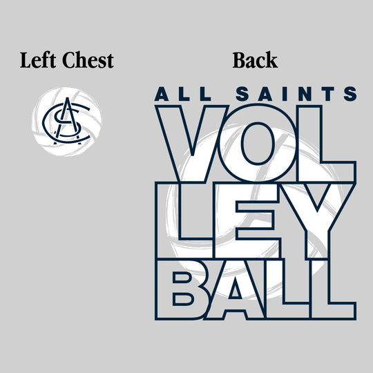 All Saints Cougars - Volleyball - Stacked Letters with Sketched Volleyball Inset