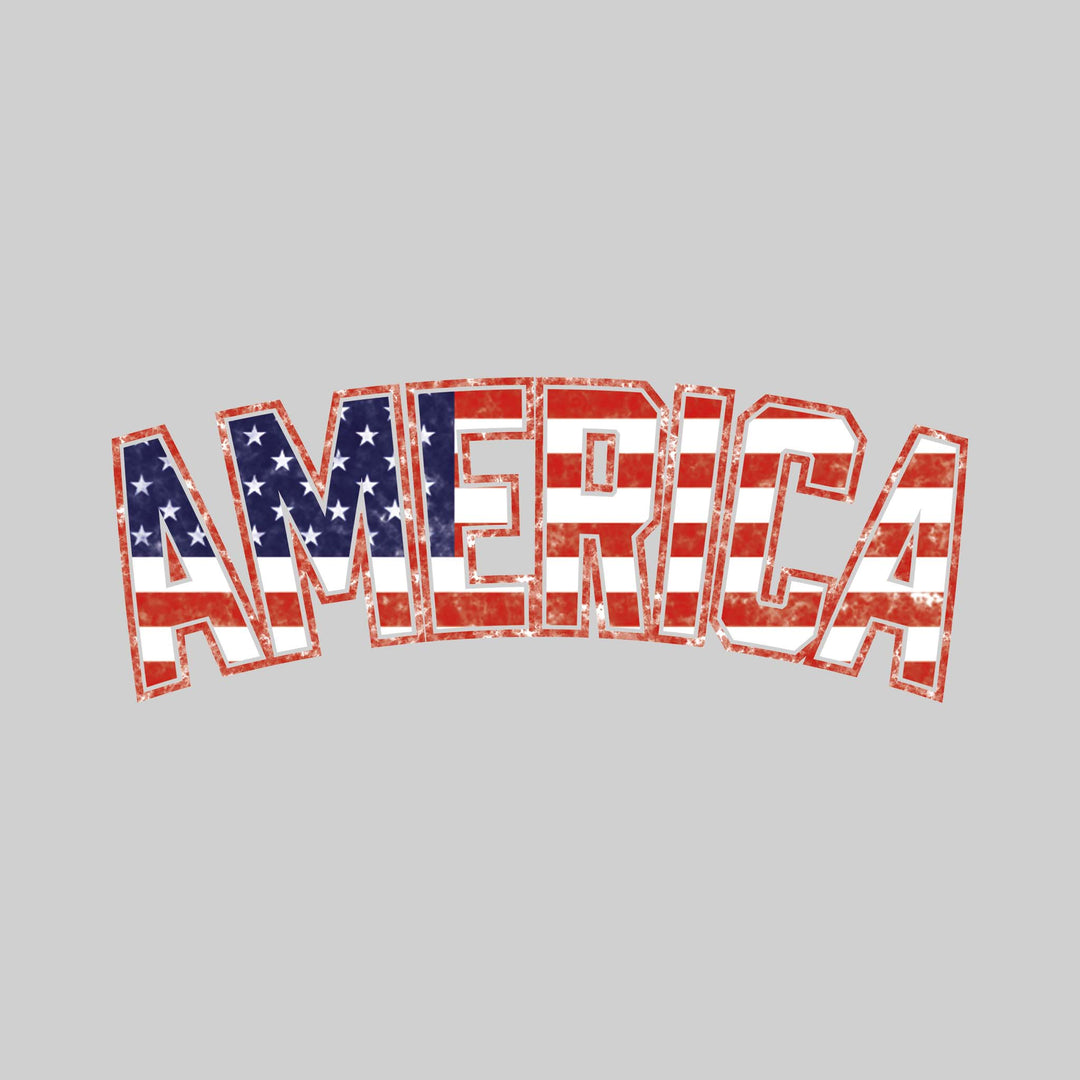 America - American Flag in Letters - Watercolor