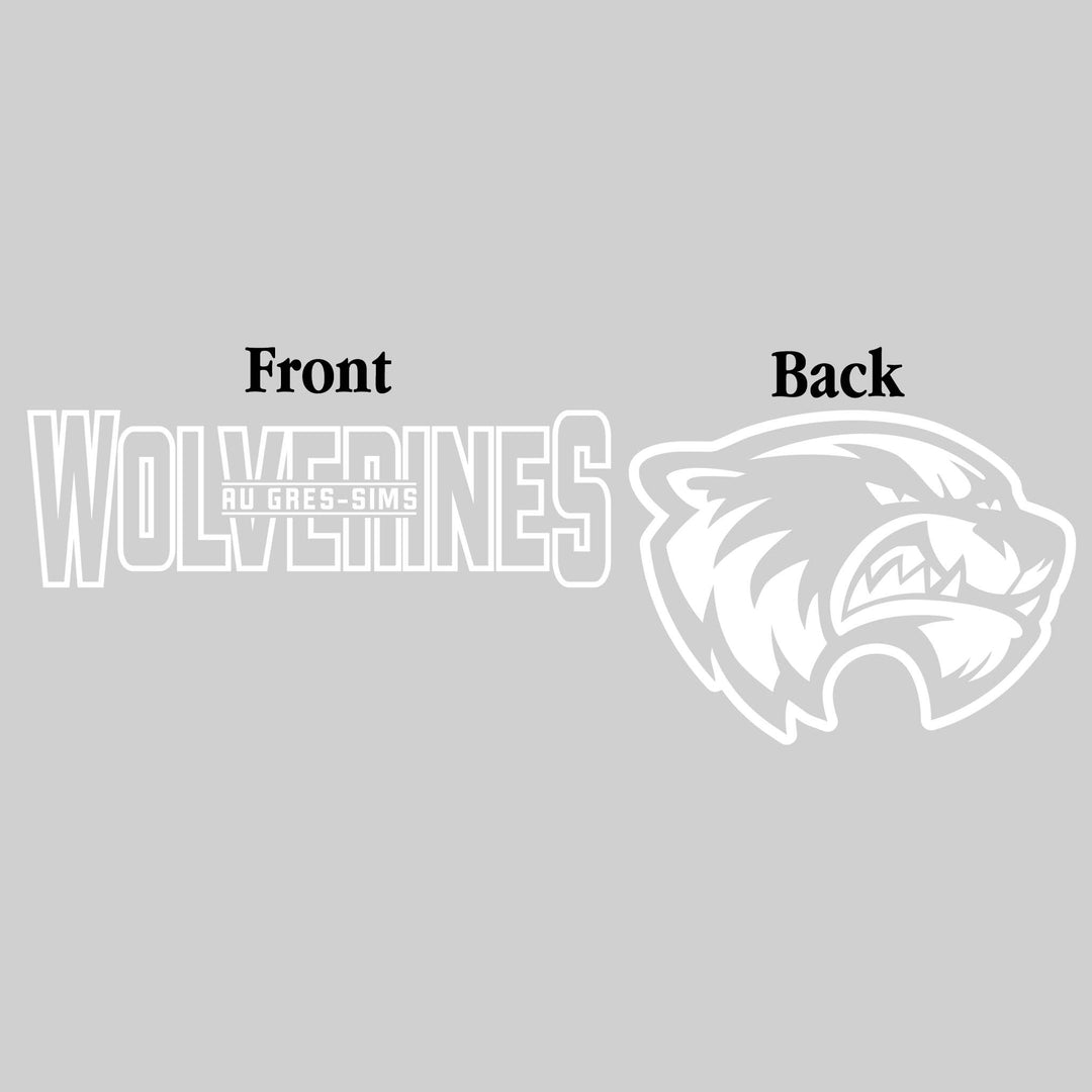 Au Gres-Sims Wolverines - Spirit Wear - Black & White - Mascot Name with Back Mascot