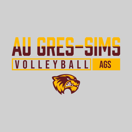 Au Gres-Sims Wolverines - Volleyball - Split-Color School Name With Acronym Over Mascot