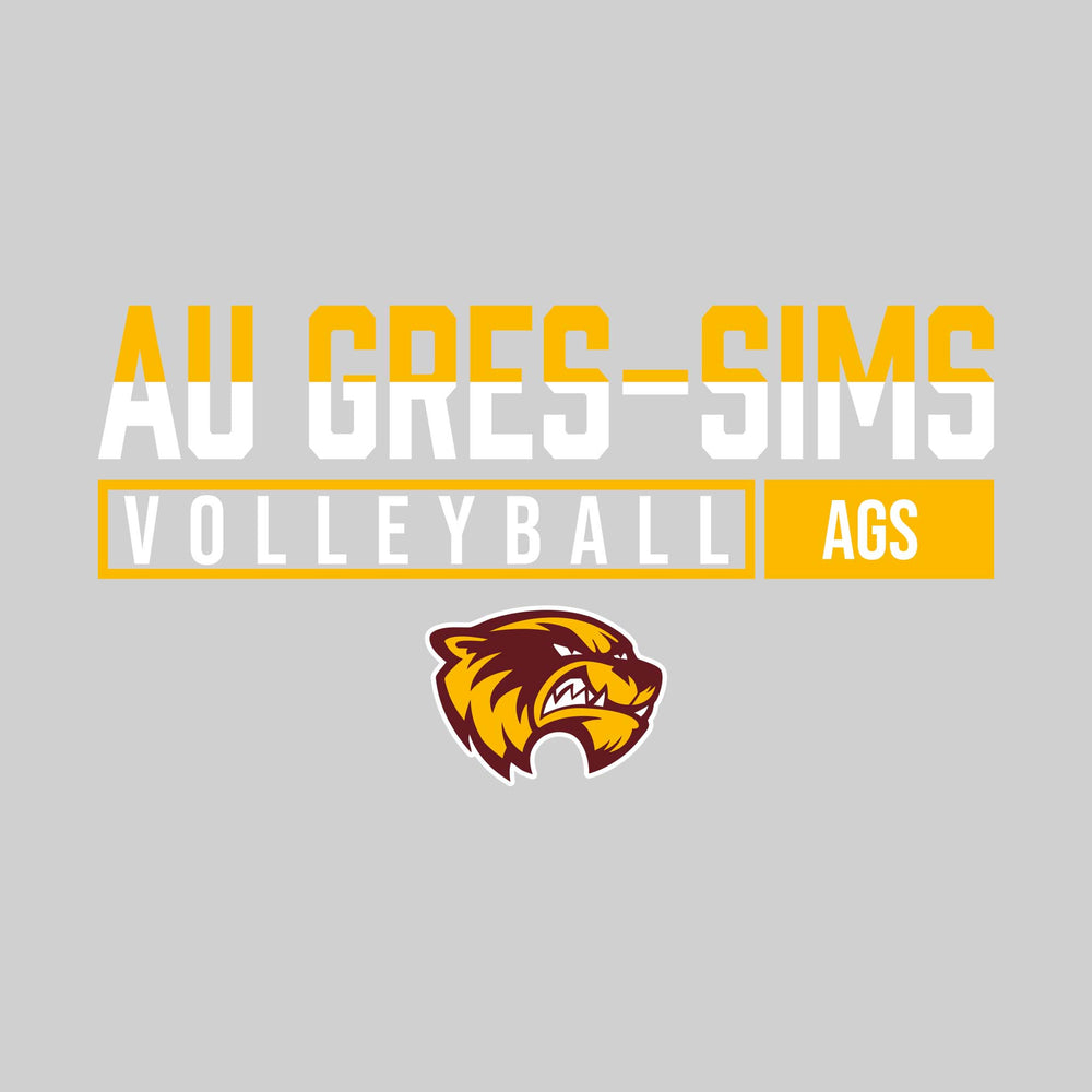 Au Gres-Sims Wolverines - Volleyball - Split-Color School Name With Acronym Over Mascot