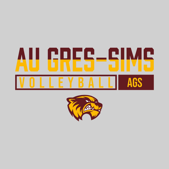 Au Gres-Sims Wolverines - Volleyball - Split-Color School Name With Acronym Over Mascot