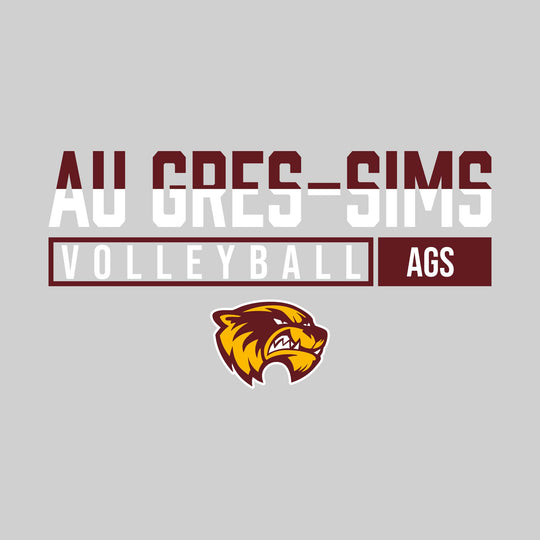 Au Gres-Sims Wolverines - Volleyball - Split-Color School Name With Acronym Over Mascot