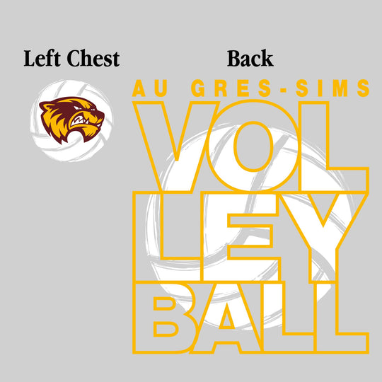 Au Gres-Sims Wolverines - Volleyball - Stacked Letters with Sketched Volleyball Inset